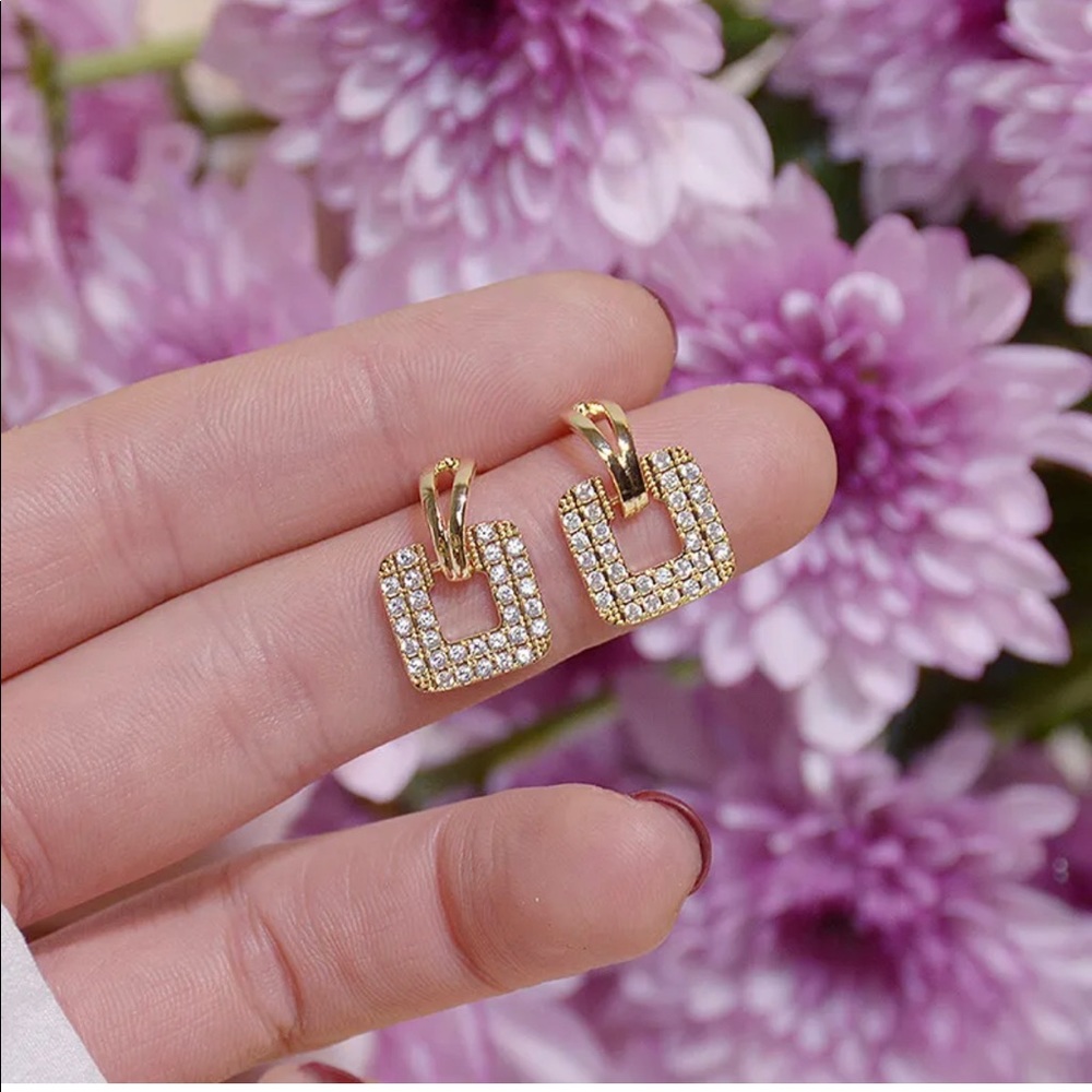 Silver Zircon Crystal Earrings NWT